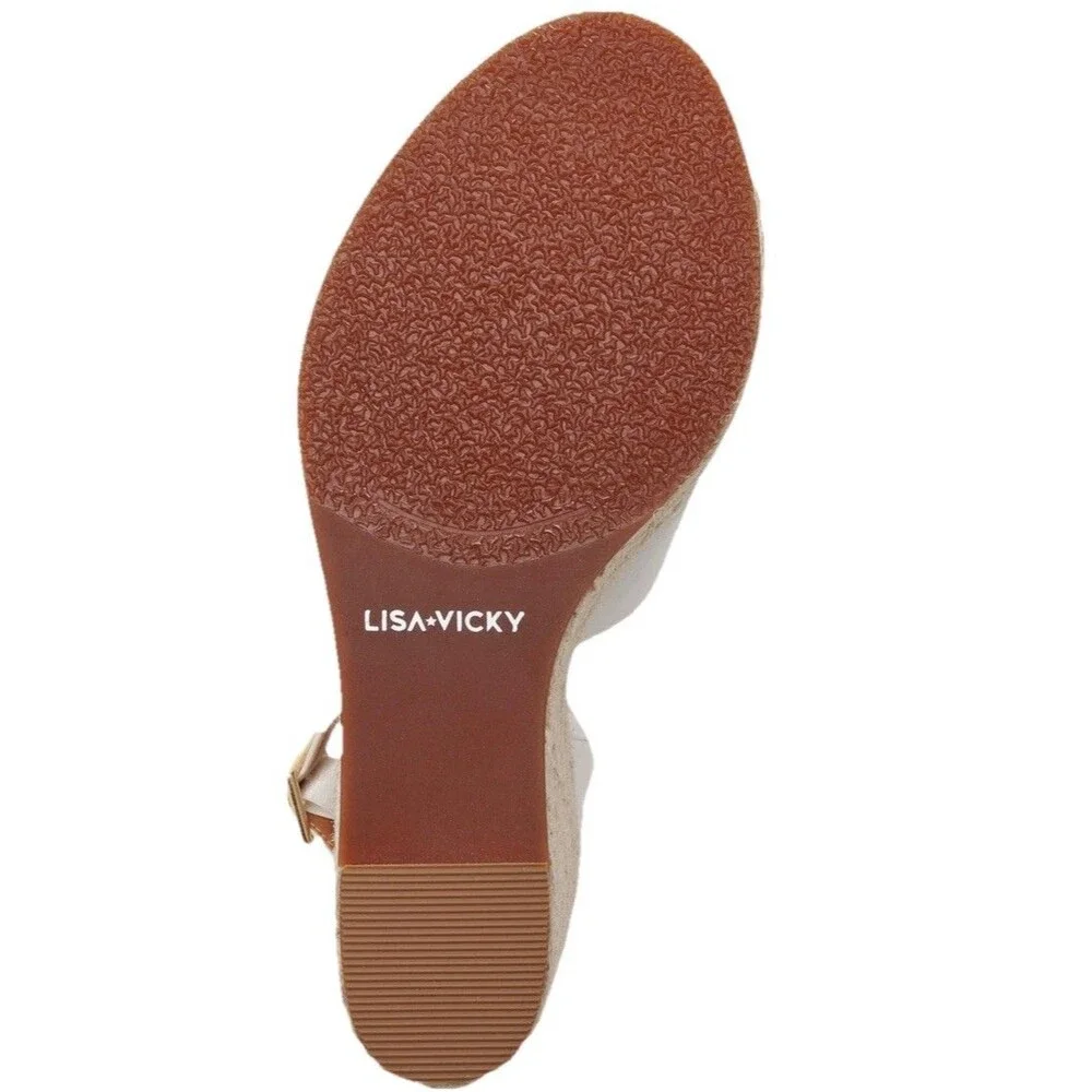 Lisa Vicky Espadrille Wedge Sandals Gemi White Sheep Nappa Leather Size 9